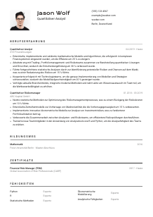 Lebenslauf-Vorlage für Quantitative*r Analyst*in #2