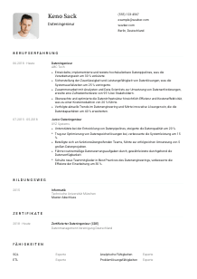 Lebenslauf-Vorlage für Dateningenieur*in #1