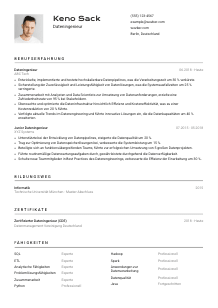 Lebenslauf-Vorlage für Dateningenieur*in #2