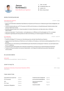 Lebenslauf-Vorlage für Data Warehouse Ingenieur*in #1