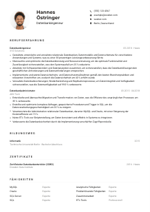 Lebenslauf-Muster für Datenbankingenieur*in