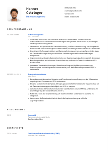 Lebenslauf-Vorlage für Datenbankingenieur*in #1