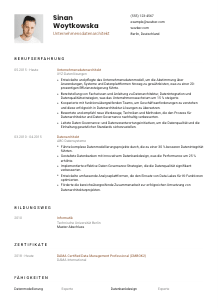 Lebenslauf-Vorlage für Unternehmensdatenarchitekt*in #1