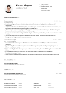 Lebenslauf-Muster für Metadatenanalyst*in