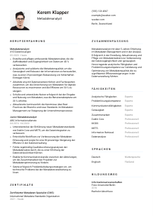 Lebenslauf-Vorlage für Metadatenanalyst*in #1