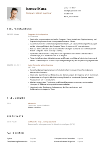 Lebenslauf-Vorlage für Computer-Vision-Ingenieur*in #1