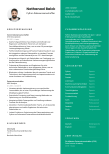 Lebenslauf-Vorlage für Python Datenwissenschaftler*in #2