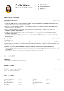 Lebenslauf-Muster für Manager*in für Kreativservices