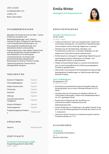 Lebenslauf-Vorlage für Manager*in für Kreativservices #2