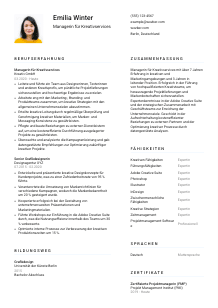 Lebenslauf-Vorlage für Manager*in für Kreativservices #1