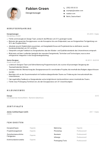 Lebenslauf-Muster für Designmanager*in