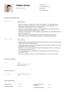 Lebenslauf-Vorlage für Designmanager*in #1