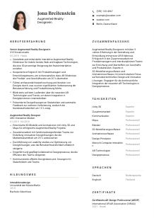 Lebenslauf-Vorlage für Augmented-Reality-Designer*in #1