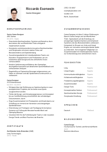 Lebenslauf-Vorlage für Game-Designer*in #1