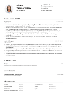 Lebenslauf-Muster für UI-Designer*in