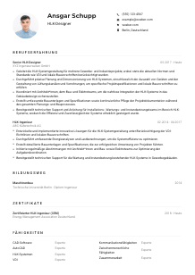 Lebenslauf-Muster für HLK-Designer*in
