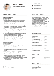 Lebenslauf-Vorlage für Maschinenbau-Designer*in #1