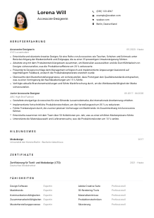 Lebenslauf-Muster für Accessoire-Designer*in
