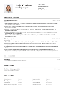 Lebenslauf-Vorlage für Bekleidungsdesigner*in #2