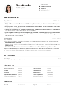 Lebenslauf-Muster für Modedesigner*in