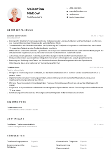 Lebenslauf-Muster für Textilforscher*in