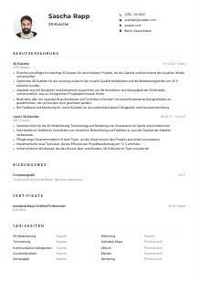 Lebenslauf-Muster für 3D-Künstler*in
