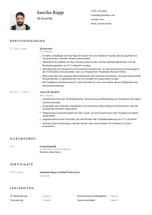 Lebenslauf-Vorlage für 3D-Künstler*in #1