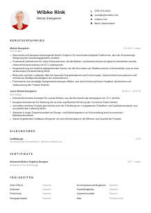 Lebenslauf-Muster für Motion Designer*in