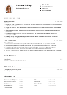 Lebenslauf-Muster für Erzählungsdesigner*in