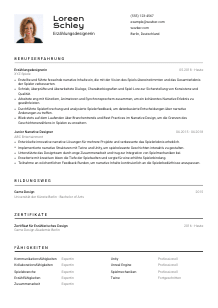 Lebenslauf-Vorlage für Erzählungsdesigner*in #2