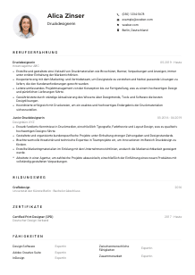 Lebenslauf-Muster für Druckdesigner*in