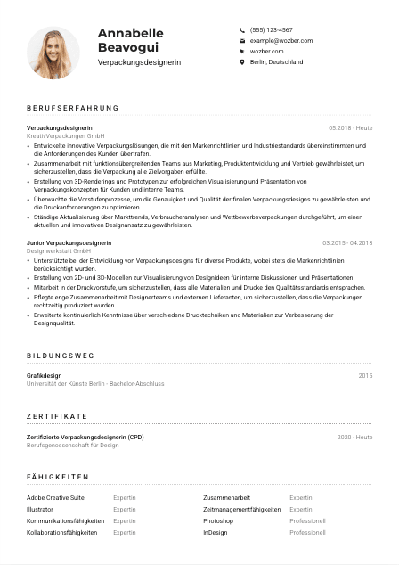 Lebenslauf-Muster für Verpackungsdesigner*in