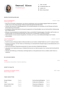 Lebenslauf-Vorlage für Produktdesigner*in #1