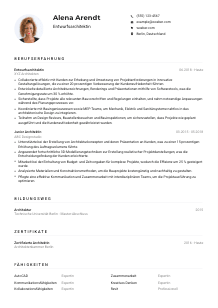 Lebenslauf-Muster für Entwurfsarchitekt*in