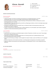 Lebenslauf-Vorlage für Entwurfsarchitekt*in #1