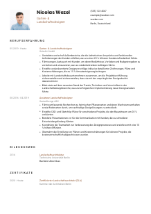 Lebenslauf-Vorlage für Garten- & Landschaftsdesigner*in #1