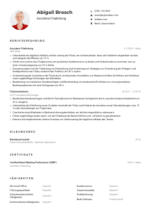 Lebenslauf-Muster für Assistenz Filialleitung