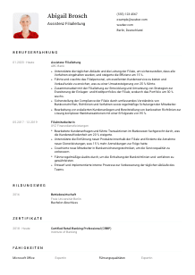 Lebenslauf-Vorlage für Assistenz Filialleitung #1