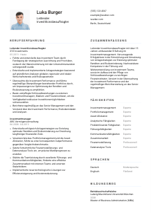 Lebenslauf-Vorlage für Leitende*r Investitionsbeauftragte*r #1