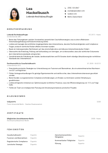 Lebenslauf-Muster für Leitende*r Rechtsbeauftragte*r