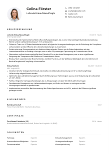 Lebenslauf-Muster für Leitende*r Einkaufsbeauftragte*r