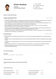 Lebenslauf-Muster für Leitende*r Sicherheitsbeauftragte*r