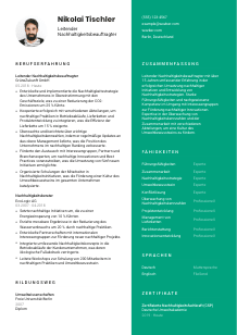 Lebenslauf-Vorlage für Leitende*r Nachhaltigkeitsbeauftragte*r #2