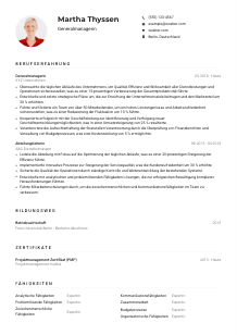 Lebenslauf-Muster für Generalmanager*in
