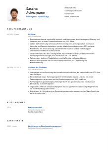 Lebenslauf-Vorlage für Manager*in in Ausbildung #1