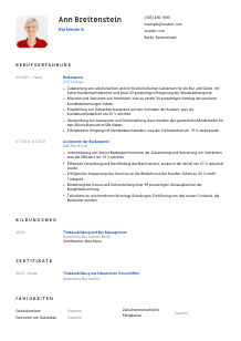Lebenslauf-Vorlage für Barkeeper*in #1