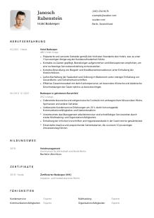 Lebenslauf-Vorlage für Hotel Barkeeper*in #1