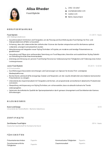 Lebenslauf-Muster für Food Stylist*in