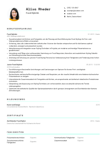 Lebenslauf-Vorlage für Food Stylist*in #3