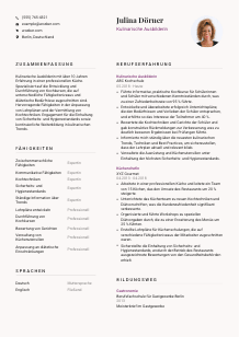Lebenslauf-Vorlage für Kulinarische*r Ausbilder*in #3